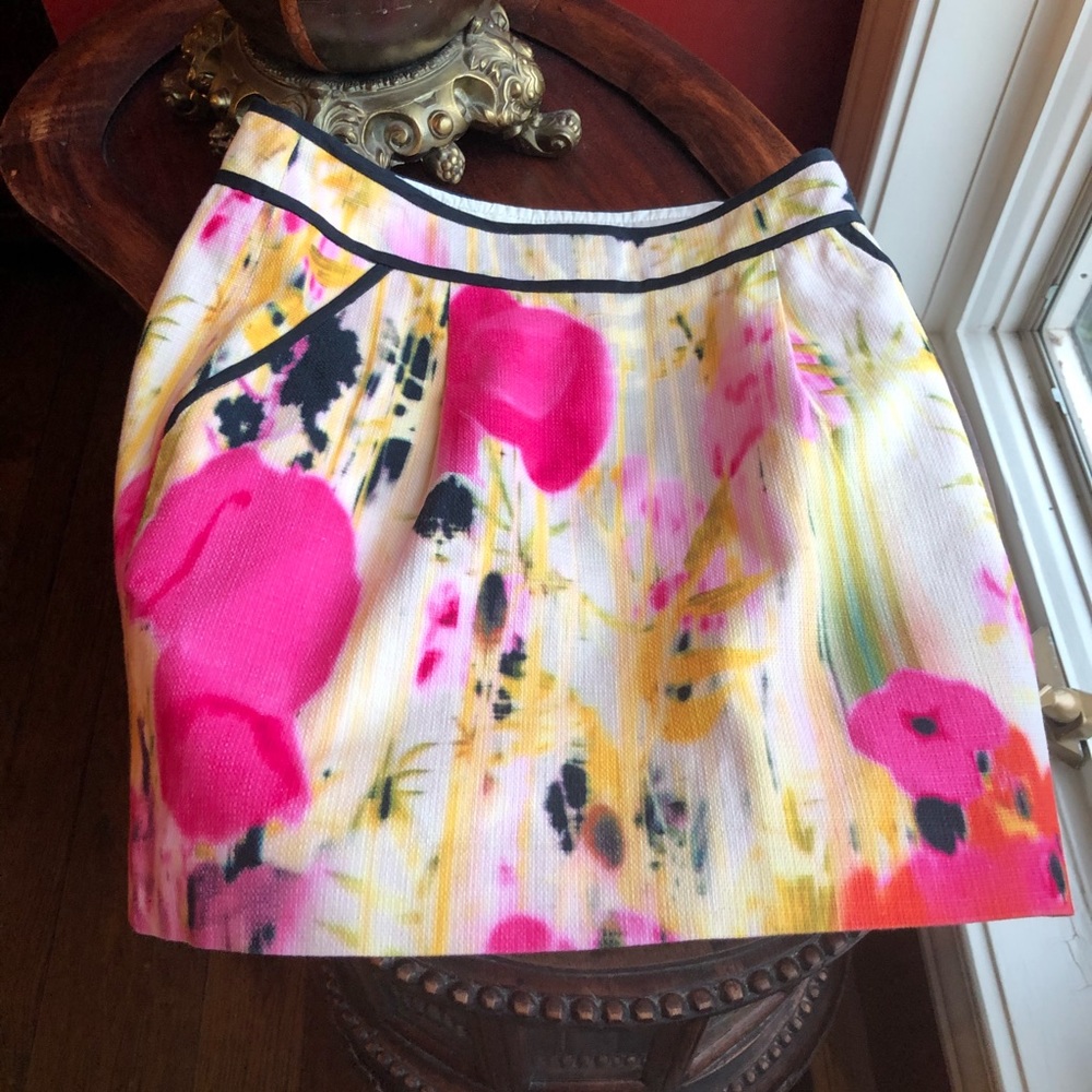 Tabitha floral tweed A-line mini skirt sz 2 Anthro